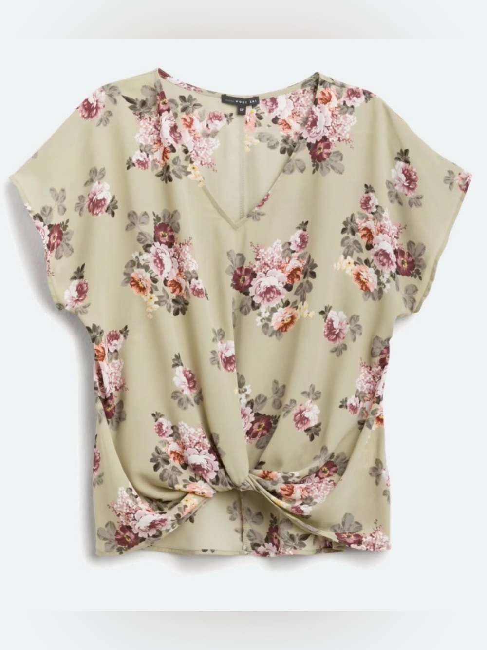 West Kei Floral Twist Front V-Neck Blouse Size Large